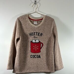 Secret Treasures Beige Sweater with Red Cocoa Design